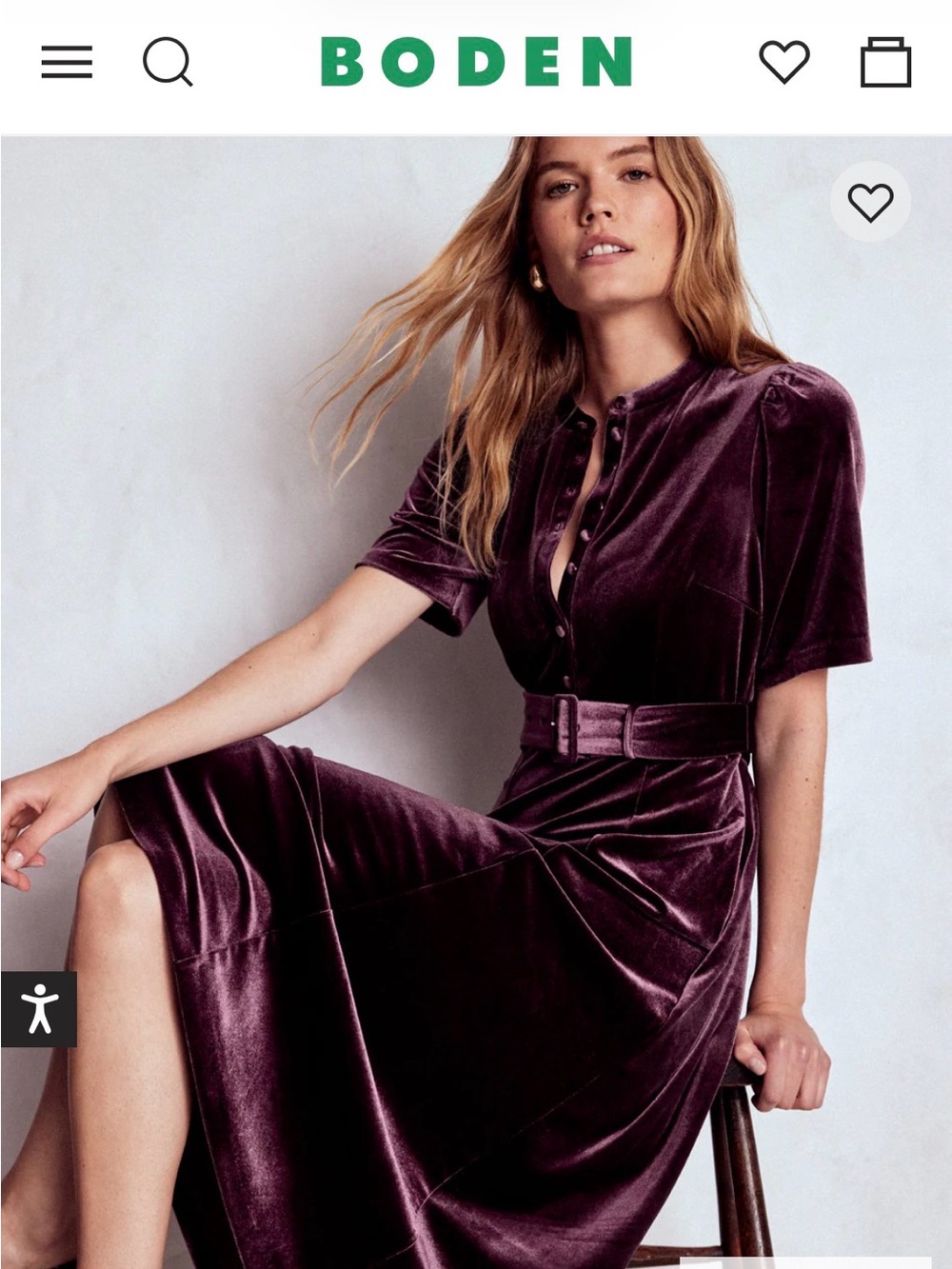 Boden Kate Velvet Shirt Dress